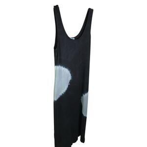 Silver Charm Midi Dress Womens S Y2K Boho Festival Black Tie Dye Sleeveless 70's